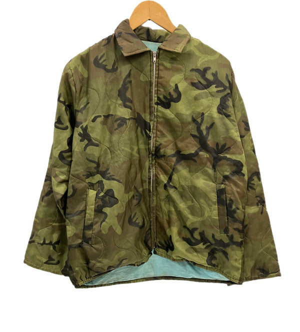 ヴィンテージ vintage 60’s 60s 60年代 ベトナムジャンパー ベトジャン Vietnam jacket スーベニアジャケット 迷彩 CAMO 水色裏地 完全無地 刺繍なし - ジャケット グリーン フリーサイズ 101MT-3609