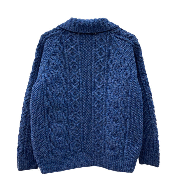 インバーアラン INVERALLAN 3A Lumber Cardigan ランバーカーディガン ケーブルニット ハンドニット 紺 セーター 無地 ネイビー 104MT-2184