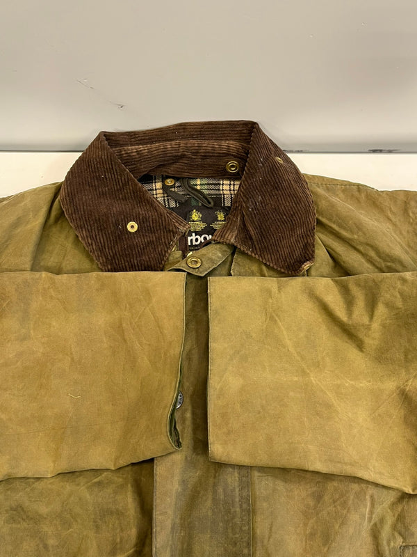 バブアー BARBOUR 90's 90年代 3ワラント BORDER ボーダー ワックス コットン オイルドジャケット コート VINTAGE ヴィンテージ A200 C36 ジャケット カーキ 101MT-5337