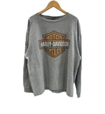 ハーレーダビッドソン HARLEY DAVIDSON 00's ©2004 シールドロゴ プリント モーターサイクル 袖プリント XL ロンT グレー LLサイズ 101MT-4110