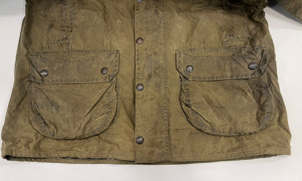 バブアー BARBOUR 90's 90年代 3ワラント GAMEFAIR ゲームフェア ワックス コットン オイルドジャケット ハーフコート VINTAGE ヴィンテージ C42 ジャケット カーキ 101MT-5342