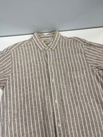 ヴィンテージ vintage 50's～60's 50年代 60年代 PENNEY’S ペニーズ ストライプシャツ ネップ ボタンダウン B.D. SHIRT 半袖シャツ ベージュ Lサイズ 101MT-4127