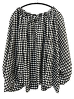 ハグオーワー HUG O WAR ギンガム チェック ブラウス 半袖カットソー ブラック 601LT-7