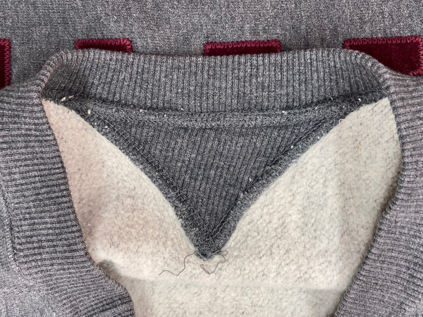 ヨウジヤマモト Yohji Yamamoto Y's for men 茶タグ YFM レタリング 前Ｖ はめ込みＶ ガゼット サイドリブ カレッジ トレーナー 灰色 サイズ3 スウェット ロゴ グレー 104MT-2186