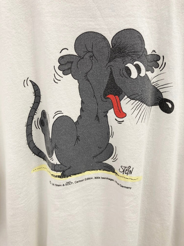 US US古着 STEIN アニマルTシャツ ねずみ  Tシャツ ホワイト Mサイズ 101MT-2687