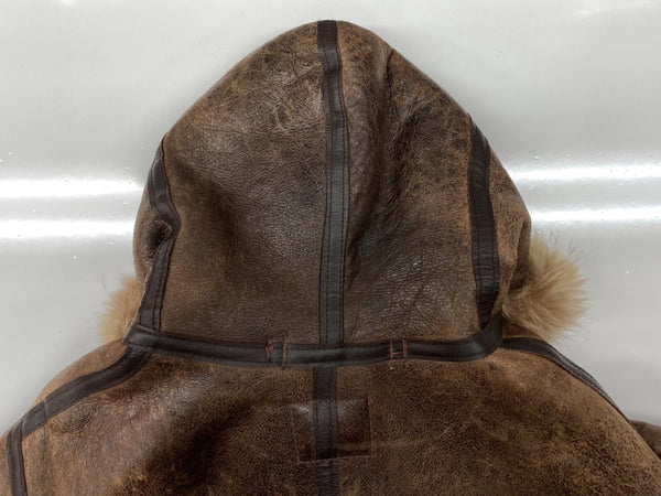 アビレックス AVIREX B-3 MOUTON FLIGHT JACKET ムートン フライト ジャケット フーディ ボア ジップアップ 軍物 アウター 茶 33H5595 サイズ 36 ジャケット 無地 ブラウン 104MT-1712