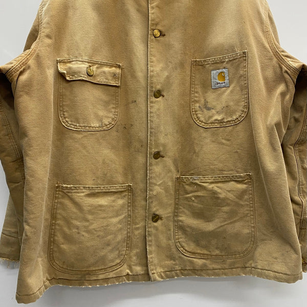 【曜日割引対象外】 カーハート Carhartt 80's 90's チョアコート中綿 キルティングライナー ダック カバーオール ジャケット ベージュ 201MT-4551 VB