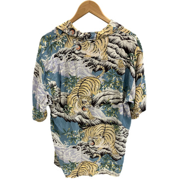 サンサーフ SUN SURF RAYON HAWAIIAN SHIRT FIGHTING TIGER 和柄 虎 アロハシャツ 半袖シャツ マルチカラー Lサイズ 101MT-4169