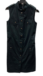 マイケル・コース MICHAEL KORS オンワード樫山 ノースリーブ ノーカラー Military ミリタリー タイト フロントボタン コットン BLACK 黒 ワンピース 無地 ブラック SIZE4 104LT-233