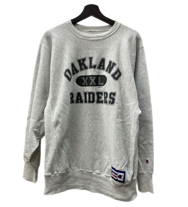 チャンピオン Champion 90's REVERSE WEAVE リバースウィーブ  ヴィンテージ 3段 NFL Oakland Raiders レイダース XXL 灰色 - スウェット プリント グレー 104MT-615