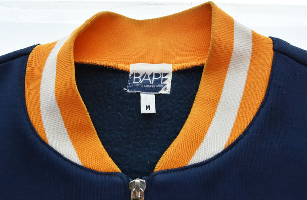 アベイシングエイプ A BATHING APE BAPE スウェット スタジャン ジャケット ネイビー Mサイズ 103MT-2921