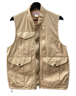 フィルソン FILSON 00s HUNTING VEST ハンティング ベスト フィッシング トラベル USA製 ノースリーブ 薄茶 ベスト 無地 ベージュ Sサイズ 104MT-1398