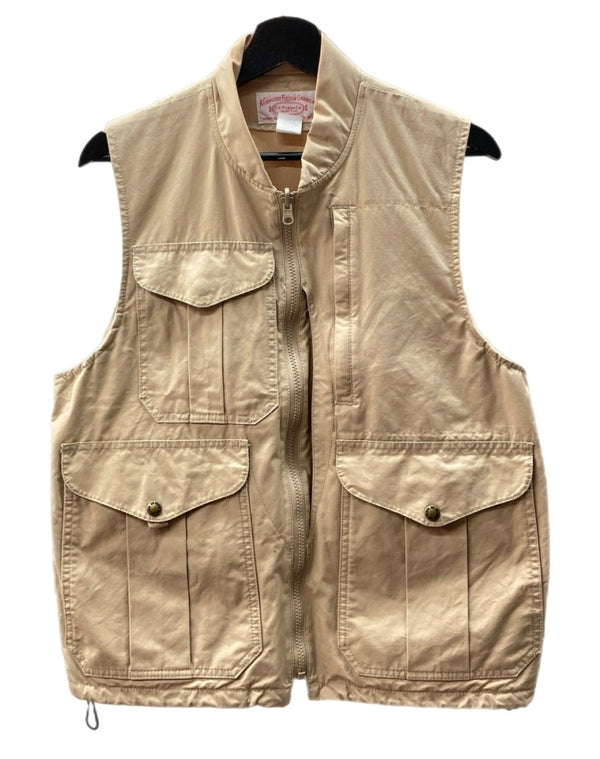 フィルソン FILSON 00s HUNTING VEST ハンティング ベスト フィッシング トラベル USA製 ノースリーブ 薄茶 ベスト 無地 ベージュ Sサイズ 104MT-1398
