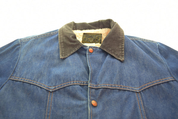 ラングラー Wrangler 70s ランチコート 70's ボアライナー デニムカバーオール ジャケット ネイビー Lサイズ 103MT-2695