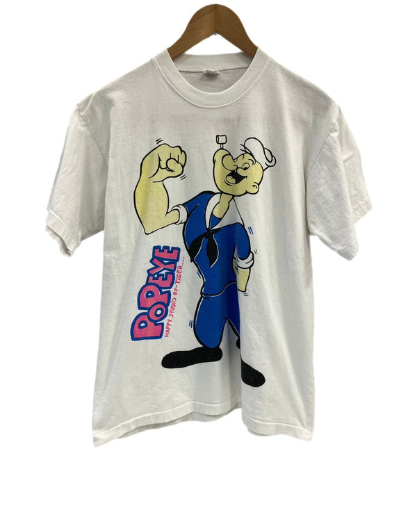 ヴィンテージ vintage 90's 90s Popeye ポパイ 袖裾シングルステッチ - Tシャツ ホワイト フリーサイズ 101MT-3537