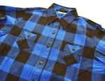 アベイシングエイプ A BATHING APE  ブロック チェック シャツ 青 長袖シャツ ブルー Sサイズ 103MT-2202