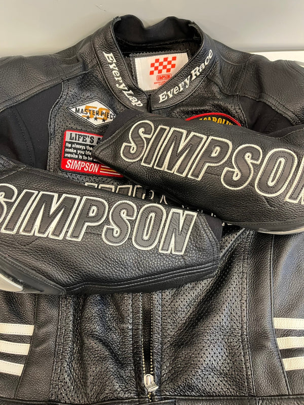 シンプソン SIMPSON オールレザー ライダーススーツ セパレート 本革 牛革 バイカー ツーリング 黒 つなぎ・オーバーオール ブラック Lサイズ 101MB-776