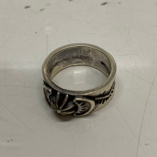 【曜日割引対象外】 【中古】サンシャインリーブス SUNSHINE REEVES スタンプワークリング Navajo ナバホ族 16号 メンズジュエリー・アクセサリー インディアンジュエリー 指輪・リング シルバー 201goods-770 VB