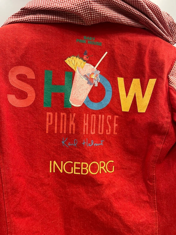 ピンクハウス PINK HOUSE パッチワーク ワッペン デニムジャケット テーラードジャケット ブラウス レトロ 赤 PO141FJ01 ジャケット レッド 101LT-174