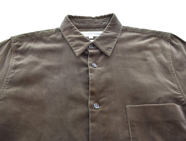 コムデギャルソン COMME des GARCONS SHIRT  ベロアシャツ Made in FRANCE フランス製 FW09109 長袖シャツ ブラウン Mサイズ 103MT-3356