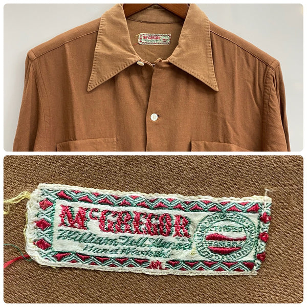 【曜日割引対象外】 ヴィンテージ vintage エルエルビーン L.L.Bean 50's 筆記体タグ レーヨンギャバシャツ  ジャケット ブラウン Mサイズ 201MT-3557 VB