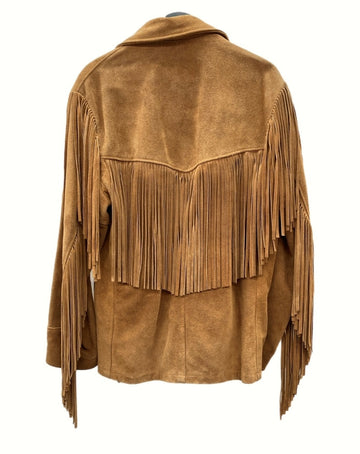 ショット SCHOTT WESTERN ウエスタン SUEDE FRINGE JACKET スエード フリンジ ジャケット USA製 茶 395 40 ジャケット 無地 ブラウン 104MT-898