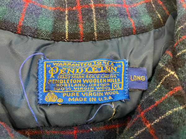 ペンドルトン PENDLETON 70's 70年代 ボードシャツ 開襟シャツ オープンカラー シャドーチェック  MADE IN USA アメリカ製 ヴィンテージ vintage XL-LONG 長袖シャツ グリーン LLサイズ 101MT-3645