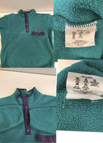 パタゴニア PATAGONIA 90's 90年代 SYNCHILLA シンチラ スナップT  フリース プルオーバー ®️入り エメラルドグリーン×パープル VINTAGE ヴィンテージ MADE IN USA アメリカ製  ジャケット グリーン Lサイズ 101MT-5232