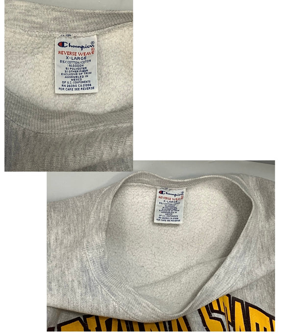 チャンピオン Champion 90s 90's 90年代 刺繍タグ REVERSE WEAVE リバースウィーブ ARIZONA STATE カレッジ アーチロゴ XL スウェット グレー LLサイズ 101MT-2939