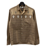 ヴィンテージ vintage 60s 60年代 Blocks 開襟 オープンカラーシャツ ボーダー 民族 茶色 長袖シャツ 刺繍 ブラウン Sサイズ 104MT-1753