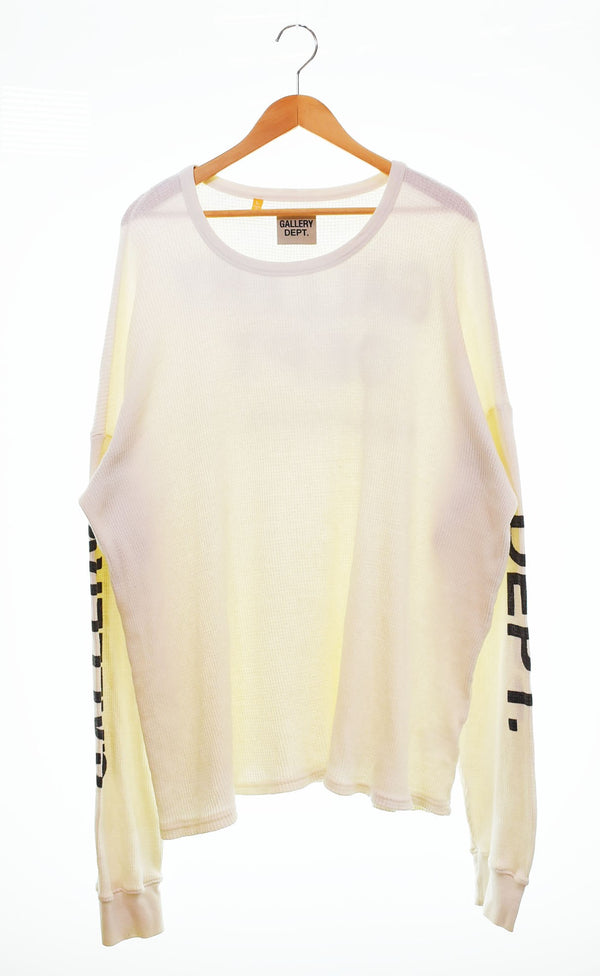 ギャラリーデプト GALLERY DEPT 長袖 Tシャツ GALLERY DEPT THERMAL メンズ ロゴT サーマル カットソー ロンT クルーネック ロンT ホワイト Lサイズ 103MT-2669