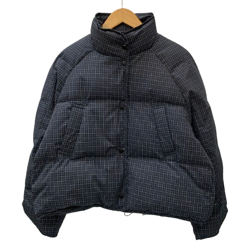 バージー Bargiee CHECK PUFFY DOWN ジャケット ネイビー フリーサイズ