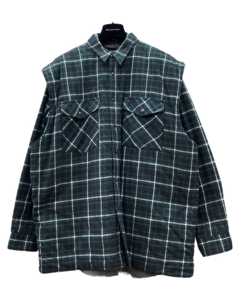 バレンシアガ BALENCIAGA 19SS LAYERED CHECK DENIM L/S SHIRT