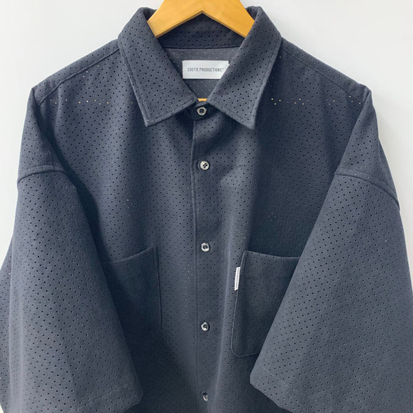 クーティープロダクションズ COOTIE PRODUCTIONS Punching Faux Suede Work Shirt 半袖シャツ ブラック XLサイズ 201MT-4402