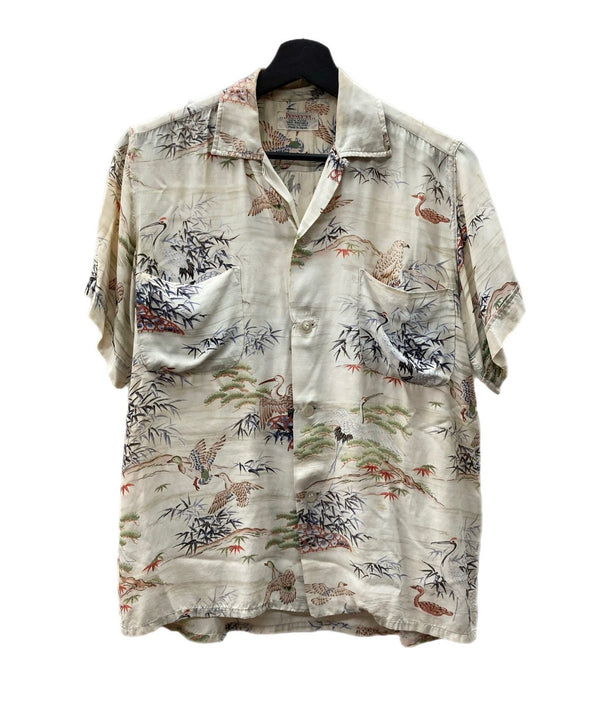 ヴィンテージ vintage 60s 60年代 PENNY'S ペニーズ 和柄 アロハシャツ オープンカラー 開襟 Made in Japan 生成り 半袖シャツ 総柄 マルチカラー Sサイズ 104MT-1832
