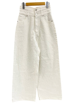 エイミーイストワール EIMY ISTOIRE drop pattern デニムパンツ ドロップパターン ラインストーン ビジュー ハイウエスト ワイド ホワイトデニム デニム ホワイト Mサイズ 101LB-31