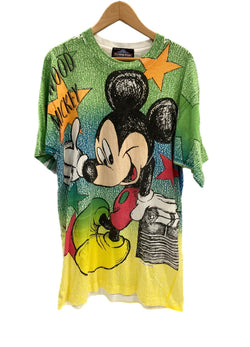 US US古着 90's 90s GEMS HOLLYWOOD MICKEY © Walt Disney Company Mickey ディズニー ミッキー 全面プリント オールオーバー 両面 - Tシャツ マルチカラー フリーサイズ 101MT-3344