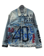 バレンシアガ BALENCIAGA 18AW GRAPHIC DENIM JACKET グラフィック デニム ジャケット Gジャン オーバーサイズ インディゴ 青 534556 TBP33 サイズ 44 ジャケット 総柄 ブルー 104MT-1857