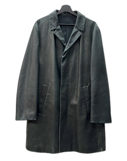 ケンゾー KENZO HOMME LEATHER LONG COAT レザー ロング コート ボタン アーカイブ 本革 アウター ジャケット 黒 ジャケット 無地 ブラック Lサイズ 104MT-1794