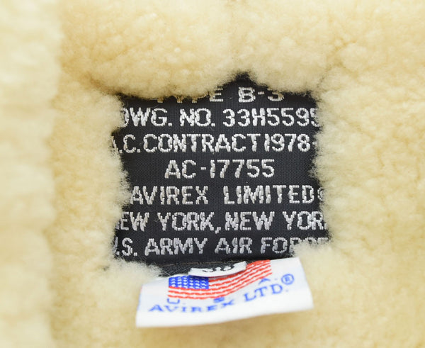 アビレックス AVIREX B-3 フライト ジャケット ムートン羊革 ボア レザー ジャケット ボンバー ジャケット MADE IN USA  38 ジャケット ブラウン 103MT-2200
