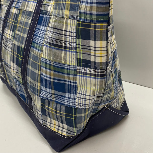 【曜日割引対象外】 エルエルビーン L.L.Bean 特大トートバッグ チェック パッチワーク 5956 バッグ メンズバッグ トートバッグ ブルー 201goods-697 VB