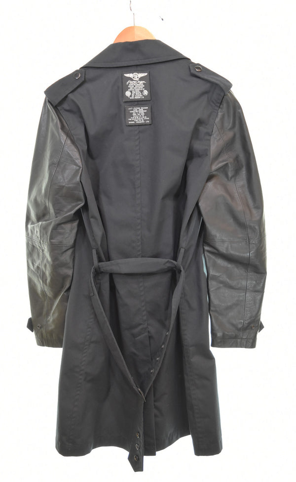 ディーゼル DIESEL 袖レザー切替 トレンチコート ジャケット ブラック Mサイズ 103MT-3237