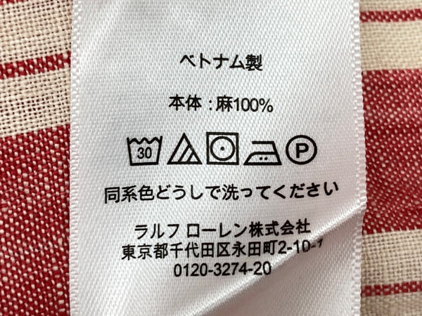 ラルフローレン RalphLauren ポロ POLO 23SS 現行タグ ストライプドベルテッド リネン ミディシャツ ドレス SHIRT LINEN 麻 DRESS ロング丈 RED 赤 BEIGE ベージュ ワンピース ストライプ レッド SIZE4 104LT-188
