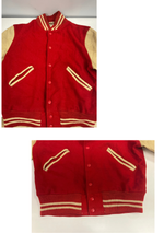 ヴィンテージ vintage 60's～ 60年代 Ceather ウール スタジャン バーシティジャケット アワードジャケット 袖レザー ツートン ベージュ ジャケット レッド 101MT-5452