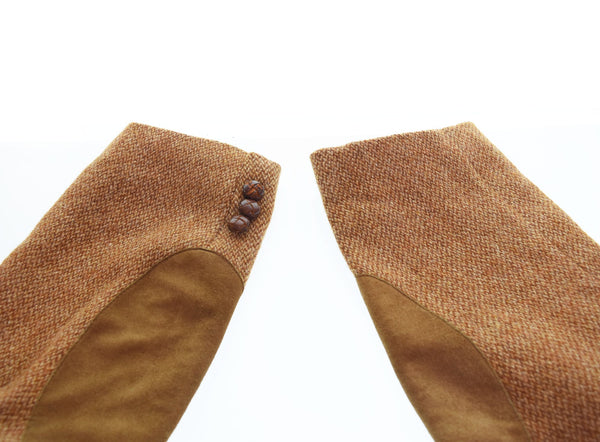 ラルフローレン RalphLauren ツイードジャケット ウエストベルト エルボーパッチ チンストラップ ジャケット ブラウン Lサイズ 103MT-2852