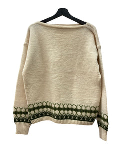 ヴィンテージ vintage Marius 50s 60s 50年代 60年代 ボートネック ノルウェー ニット 生成り 緑 セーター ライン ベージュ 104MT-2241