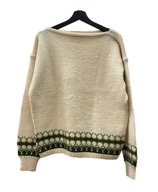 ヴィンテージ vintage Marius 50s 60s 50年代 60年代 ボートネック ノルウェー ニット 生成り 緑 セーター ライン ベージュ 104MT-2241