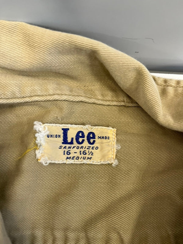 リー Lee ヴィンテージ Vintage ワークシャツ オープンカラー 開襟 長袖シャツ ベージュ Mサイズ 101MT-5207