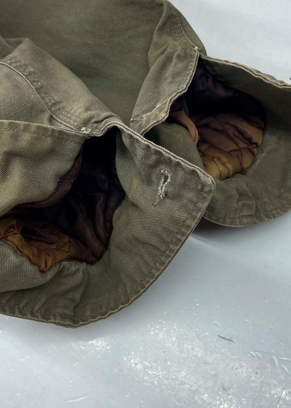 ラルフローレン RalphLauren 90s DUCK JACKET ダック ジャケット ワーク 革パッチ 襟コーデュロイ 裏地ブランケット USA製 アウター 緑 ジャケット ロゴ カーキ XLサイズ 104MT-1380