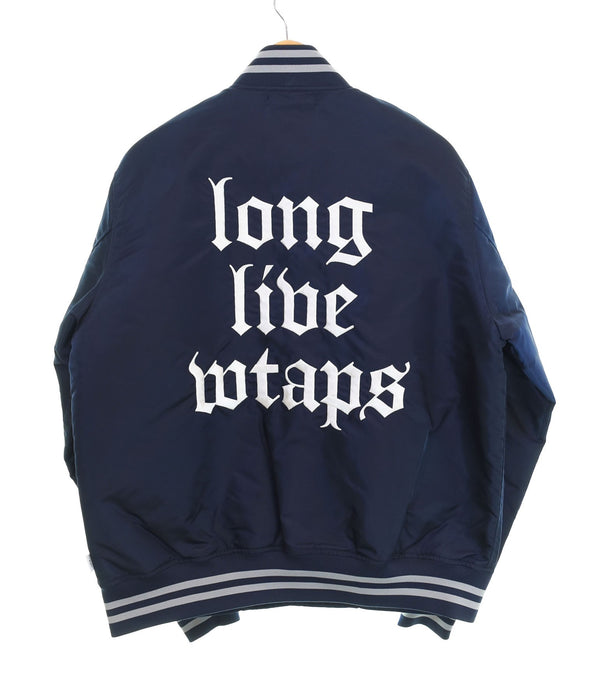 ダブルタップス WTAPS 18SS BENCH JACKET ベンチ ジャケット スタジャン サテン スタジアムジャケット  181TQDT-JKM02  1 ジャケット ネイビー 103MT-2382